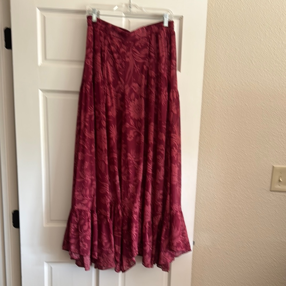 Free People Red Ruffled Trumpet Jumpsuit